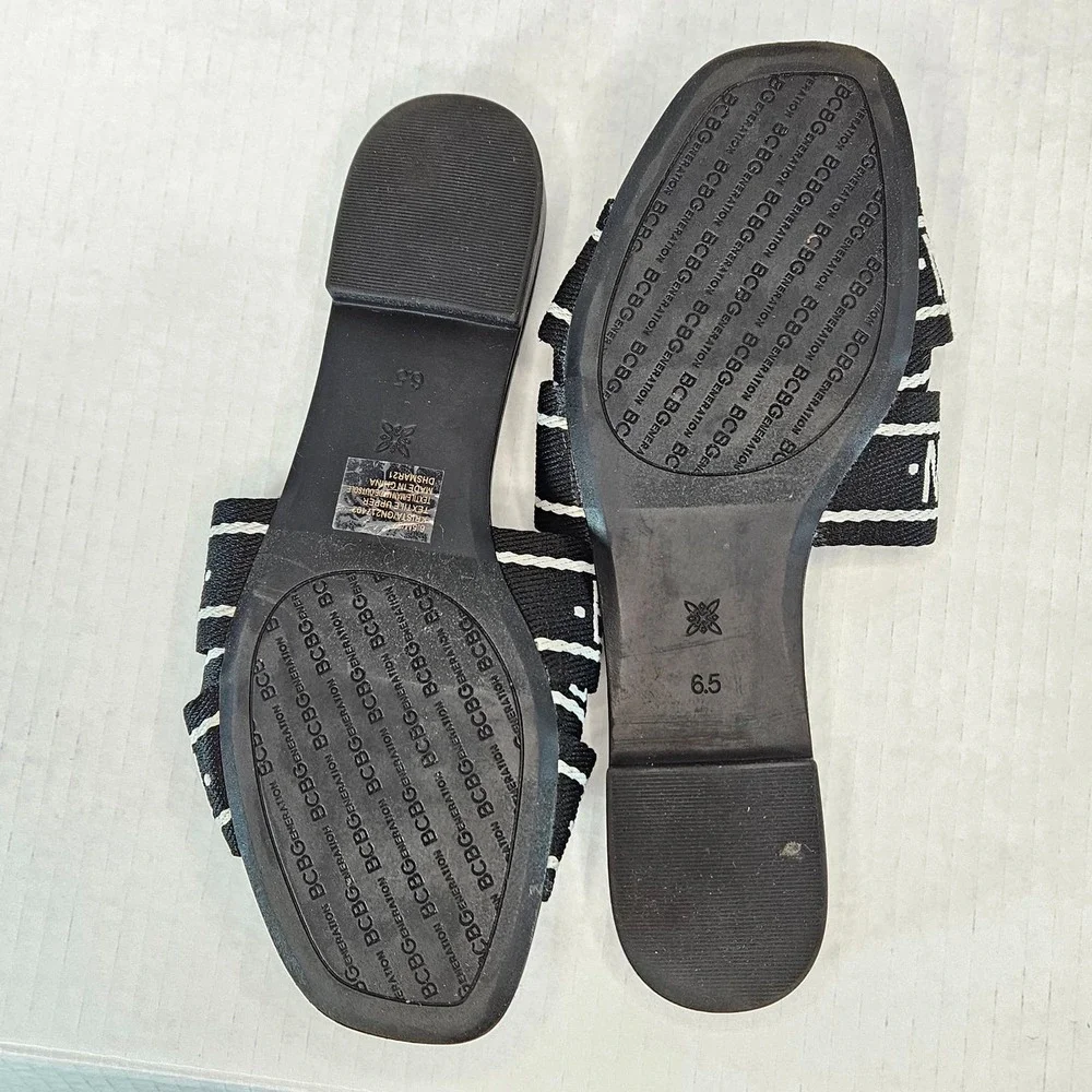 Women's BCBGeneration Black/White‎ Krista Logo Slides Size 6.5